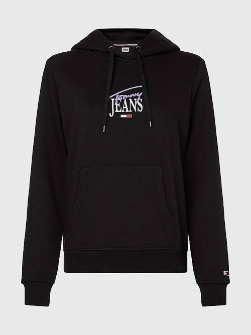 Ženske Tommy Hilfiger Essential Logo Duks Hoodie Crna | TH709RCF