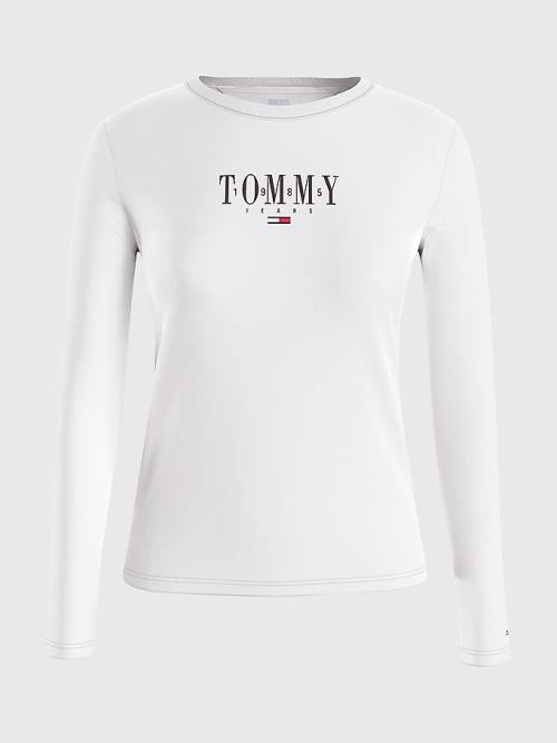 Ženske Tommy Hilfiger Essential Logo Long Sleeve Majice Bela | TH017JDB