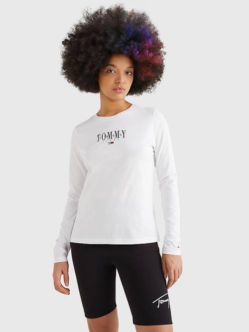 Ženske Tommy Hilfiger Essential Logo Long Sleeve Majice Bela | TH017JDB