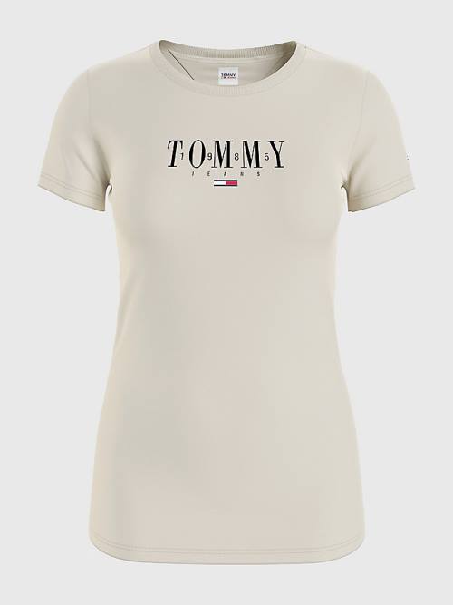 Ženske Tommy Hilfiger Essential Logo Skinny Fit Majice Bež | TH076XMC