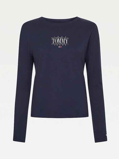 Ženske Tommy Hilfiger Essential Long Sleeve Logo Majice Plava | TH185TCB