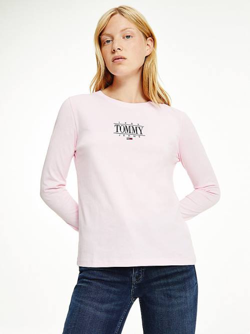 Ženske Tommy Hilfiger Essential Long Sleeve Logo Majice Roza | TH914TSB