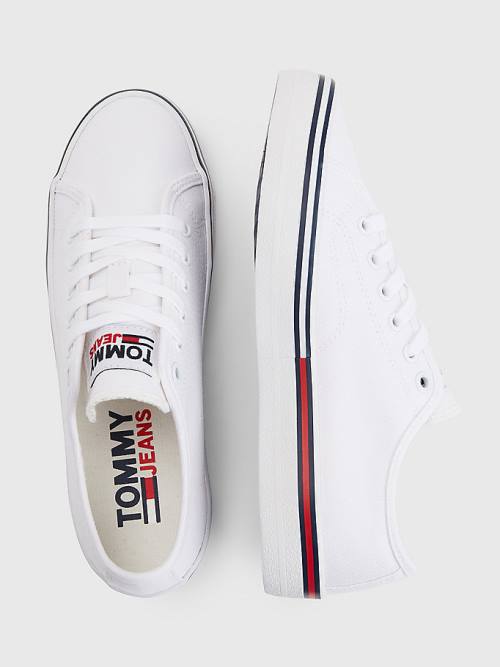 Ženske Tommy Hilfiger Essential Low-Top Canvas Patike Bela | TH659WYE