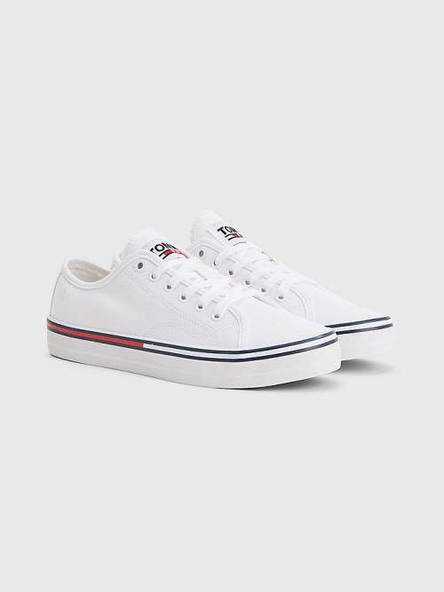 Ženske Tommy Hilfiger Essential Low-Top Canvas Patike Bela | TH659WYE