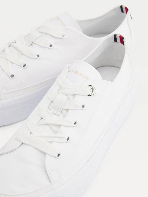 Ženske Tommy Hilfiger Essential Monochrome Vulcanised Flatform Patike Bela | TH130WST