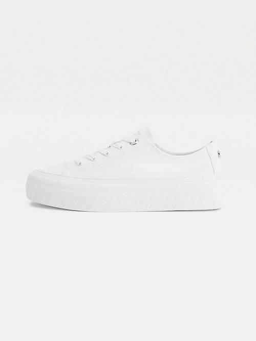 Ženske Tommy Hilfiger Essential Monochrome Vulcanised Flatform Patike Bela | TH130WST