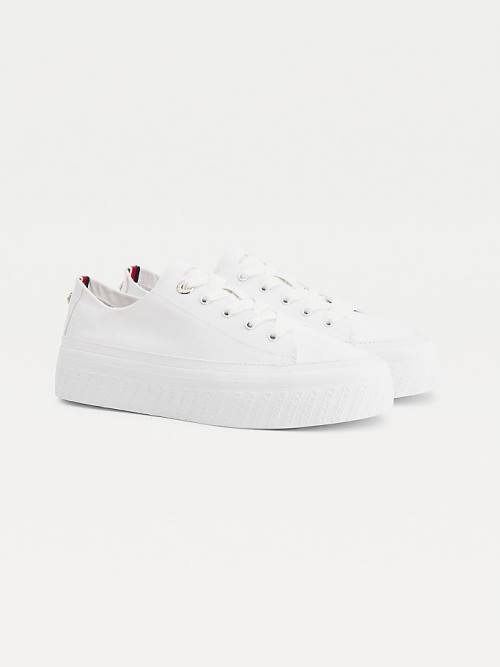 Ženske Tommy Hilfiger Essential Monochrome Vulcanised Flatform Patike Bela | TH130WST