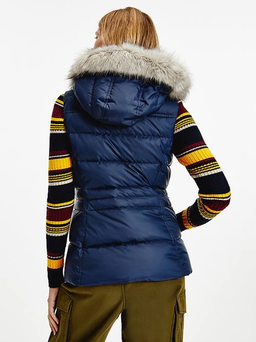 Ženske Tommy Hilfiger Essential Monogram Down-Filled Vest Kaputi Plava | TH360VQG