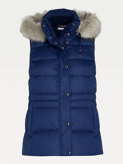 Ženske Tommy Hilfiger Essential Monogram Down-Filled Vest Kaputi Plava | TH360VQG