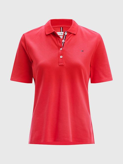 Ženske Tommy Hilfiger Essential Placket Detail Polo Majice Crveni | TH096SMP