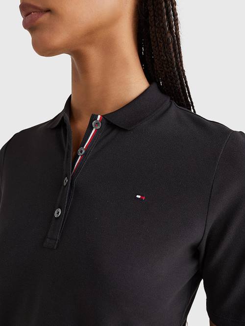 Ženske Tommy Hilfiger Essential Placket Detail Polo Majice Crna | TH182XST