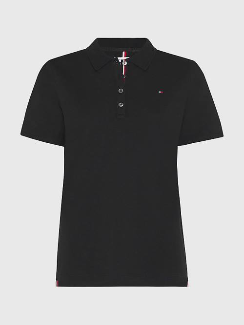 Ženske Tommy Hilfiger Essential Placket Detail Polo Majice Crna | TH182XST