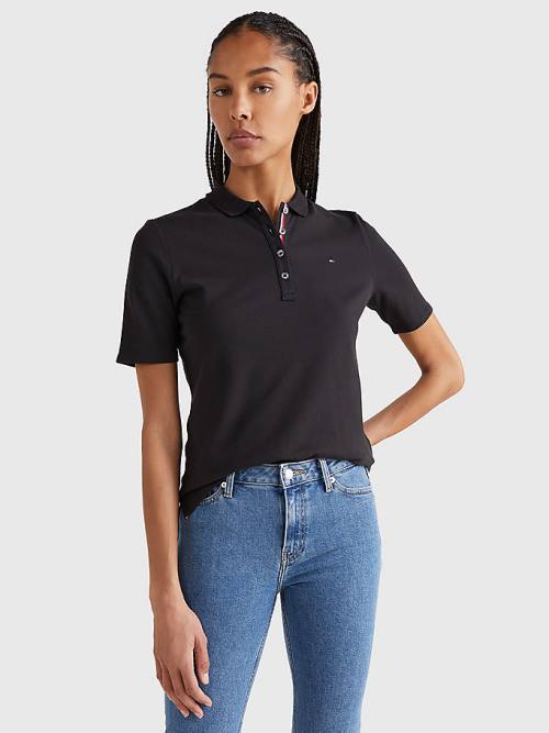 Ženske Tommy Hilfiger Essential Placket Detail Polo Majice Crna | TH182XST