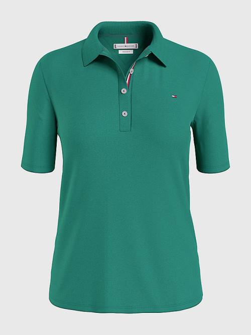 Ženske Tommy Hilfiger Essential Placket Detail Polo Majice Zeleno | TH314TCV