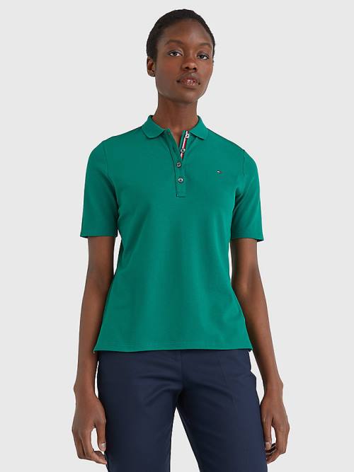 Ženske Tommy Hilfiger Essential Placket Detail Polo Majice Zeleno | TH314TCV