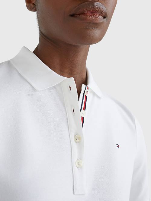 Ženske Tommy Hilfiger Essential Placket Detail Polo Majice Bela | TH374ZJI