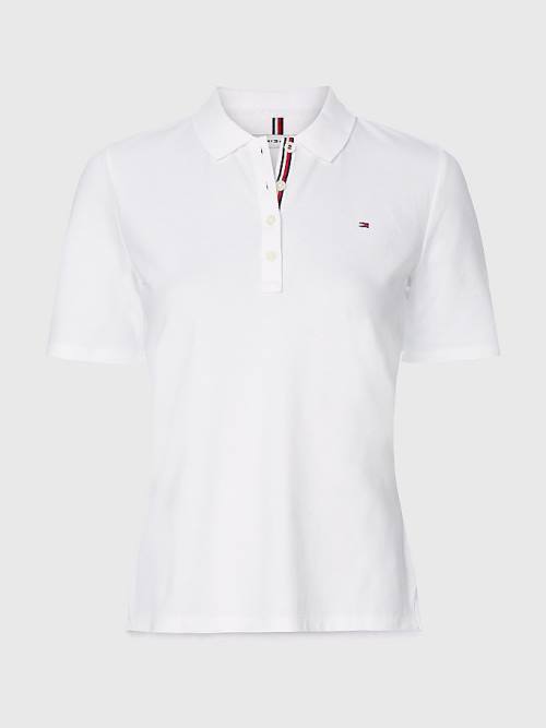 Ženske Tommy Hilfiger Essential Placket Detail Polo Majice Bela | TH374ZJI