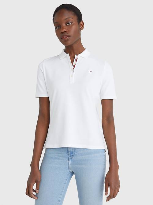 Ženske Tommy Hilfiger Essential Placket Detail Polo Majice Bela | TH374ZJI