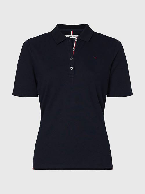 Ženske Tommy Hilfiger Essential Placket Detail Polo Majice Plava | TH697XFJ