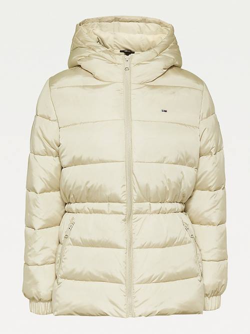 Ženske Tommy Hilfiger Essential Recycled Hooded Down Puffer Jakna Bež | TH856ZBJ