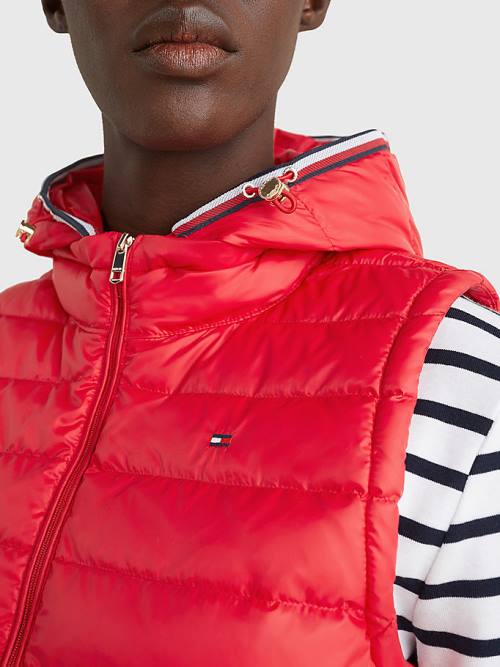 Ženske Tommy Hilfiger Essential Removable Hood Down Vest Kaputi Crveni | TH106QZF