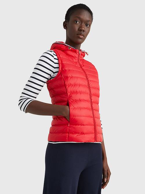 Ženske Tommy Hilfiger Essential Removable Hood Down Vest Kaputi Crveni | TH106QZF