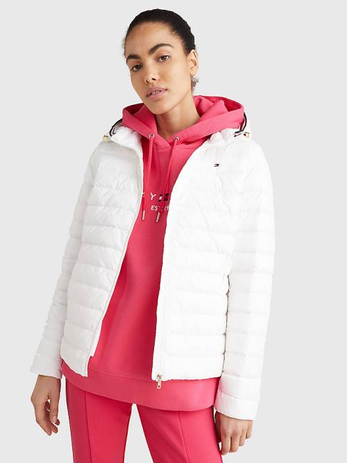 Ženske Tommy Hilfiger Essential Removable Hood Down Jakna Bela | TH482GQN