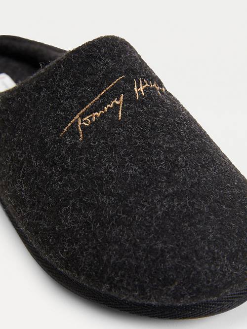 Ženske Tommy Hilfiger Essential Signature Home Papuče Crna | TH179AWU