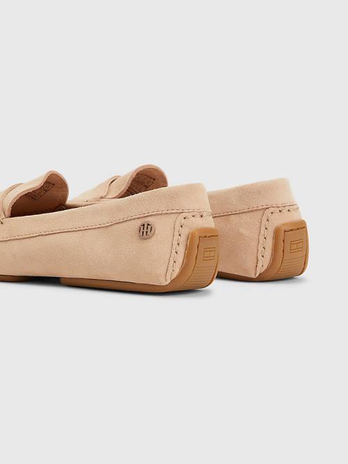 Ženske Tommy Hilfiger Essential Suede Moccasins Mokasine Bež | TH693JIW