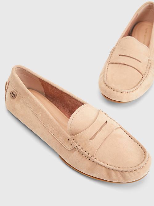 Ženske Tommy Hilfiger Essential Suede Moccasins Mokasine Bež | TH693JIW