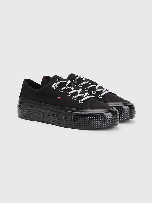 Ženske Tommy Hilfiger Essential Vulcanised Flatform Patike Crna | TH269KDQ