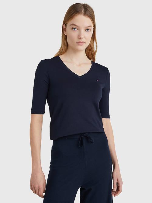 Ženske Tommy Hilfiger Essentials Slim Fit Half Sleeve Majice Plava | TH934SUG