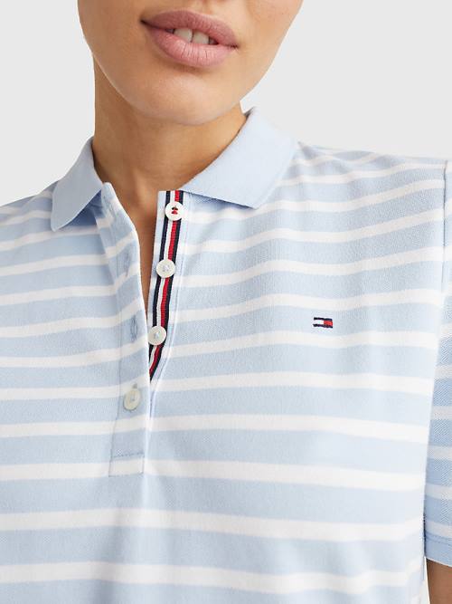 Ženske Tommy Hilfiger Essentials Stripe Polo Majice Plava | TH072BRW