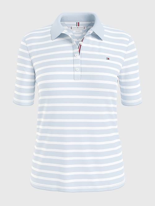 Ženske Tommy Hilfiger Essentials Stripe Polo Majice Plava | TH072BRW