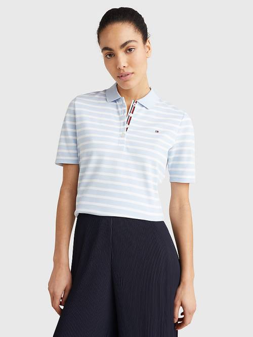 Ženske Tommy Hilfiger Essentials Stripe Polo Majice Plava | TH072BRW