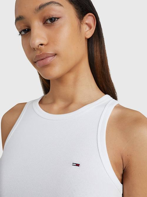 Ženske Tommy Hilfiger Feminine Ribbed Tank Top Majice Bela | TH630UPL