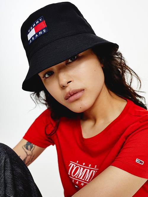 Ženske Tommy Hilfiger Flag Patch Bucket Kape Crna | TH470LVR