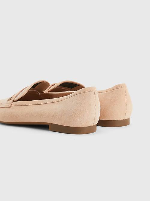 Ženske Tommy Hilfiger Flat Suede Mokasine Bež | TH134YRF