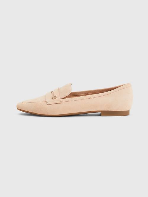 Ženske Tommy Hilfiger Flat Suede Mokasine Bež | TH134YRF