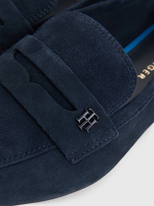 Ženske Tommy Hilfiger Flat Suede Mokasine Plava | TH302MBK