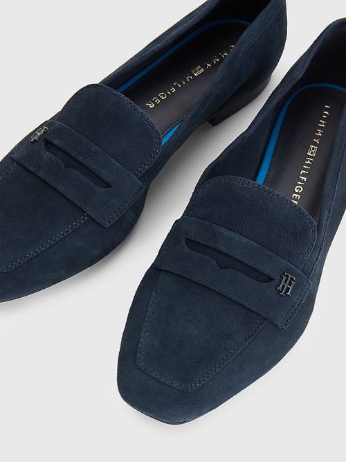 Ženske Tommy Hilfiger Flat Suede Mokasine Plava | TH302MBK