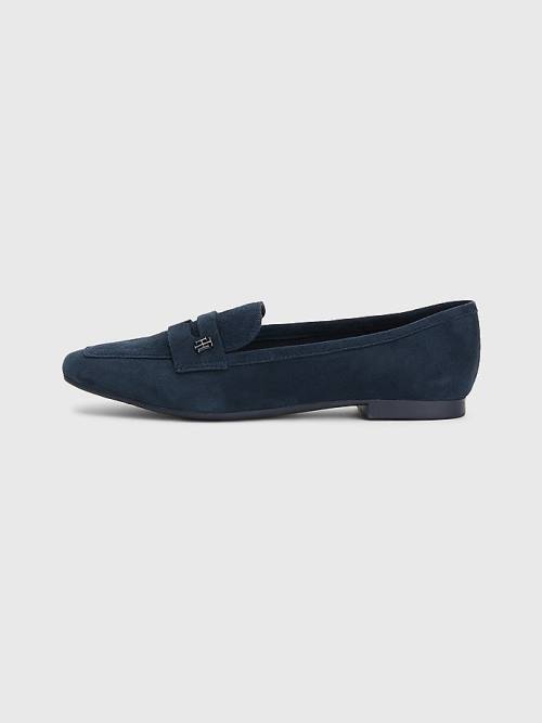 Ženske Tommy Hilfiger Flat Suede Mokasine Plava | TH302MBK