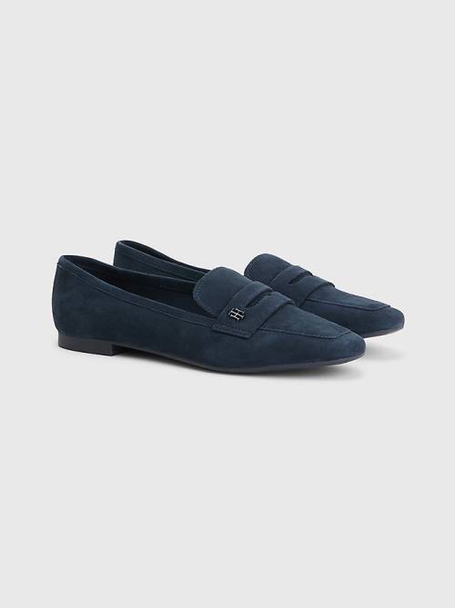 Ženske Tommy Hilfiger Flat Suede Mokasine Plava | TH302MBK