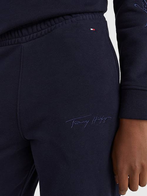 Ženske Tommy Hilfiger Fleece Cuffed Leg Joggers Pantalone Plava | TH504ZQH