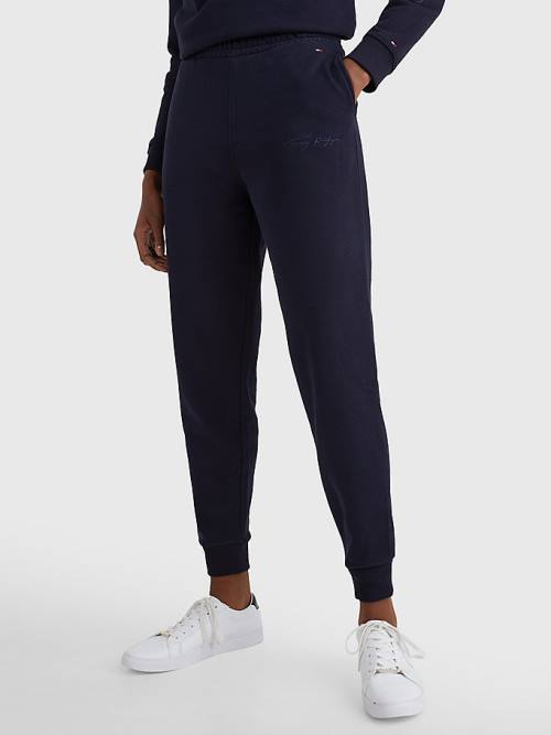 Ženske Tommy Hilfiger Fleece Cuffed Leg Joggers Pantalone Plava | TH504ZQH