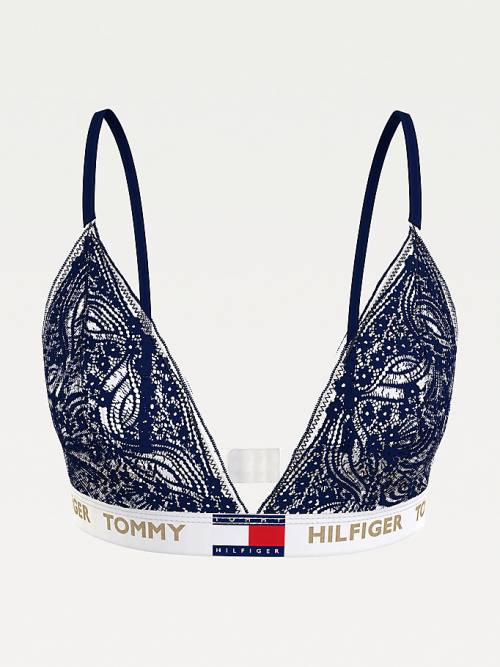 Ženske Tommy Hilfiger Floral Lace Triangle Bralette Donji veš Plava | TH127OLP