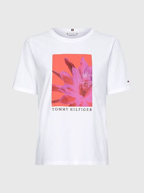 Ženske Tommy Hilfiger Floral Print Organic Cotton Majice Bela | TH906CJH