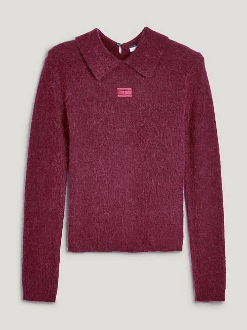 Ženske Tommy Hilfiger Fluffy Alpaca Wool Collared Jumper Polo Majice Ljubičasta | TH527NMW