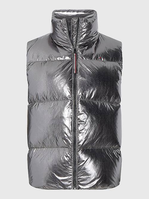 Ženske Tommy Hilfiger Gloss Foil Down Puffer Vest Kaputi Siva | TH937FTO