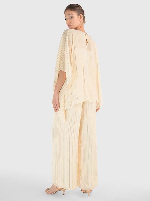 Ženske Tommy Hilfiger Gold Stripe Jumpsuit Haljine Bela | TH402VDR